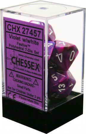Dice Asst 7Pk Festive Violet/White