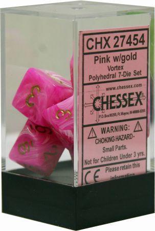 Dice Asst 7Pk Vortex Pink/Gold