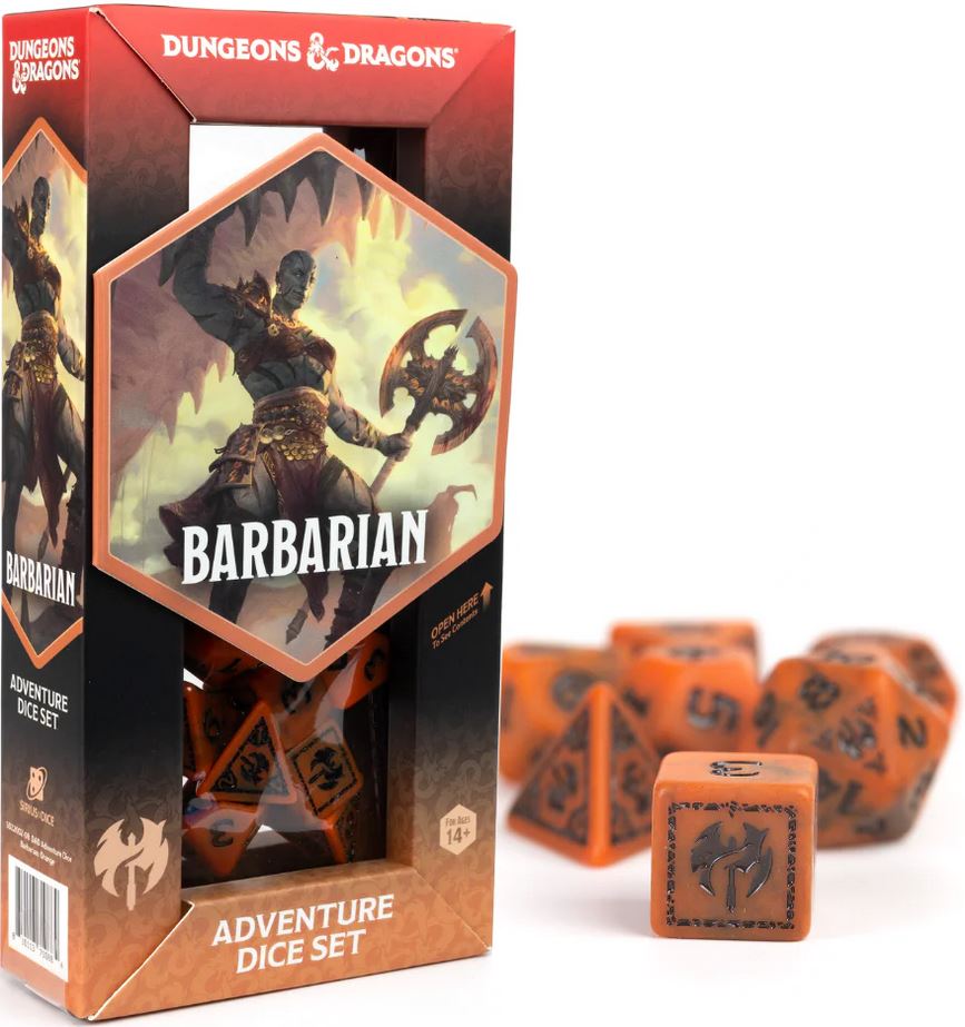 Serius Dice Dungeons & Dragons Adventure Dice Barbarian Orange