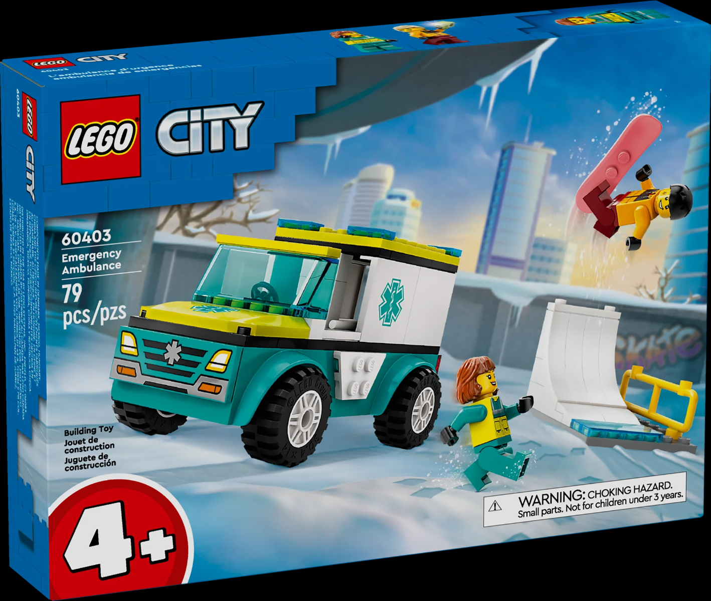 Lego City Emergency Ambulance And Snowboarder