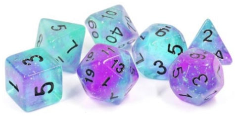 Dice Assorted 7-pack - Sirius Peacock Glowworm Glow in the Dark