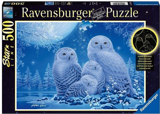 Owls in the Moonlight 500 pc Glow In The Dark Puzzle - Puzzle
