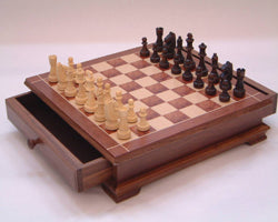 Chess Deluxe Walnut Wood With 2 Drawers And 4 Legs - Board Game