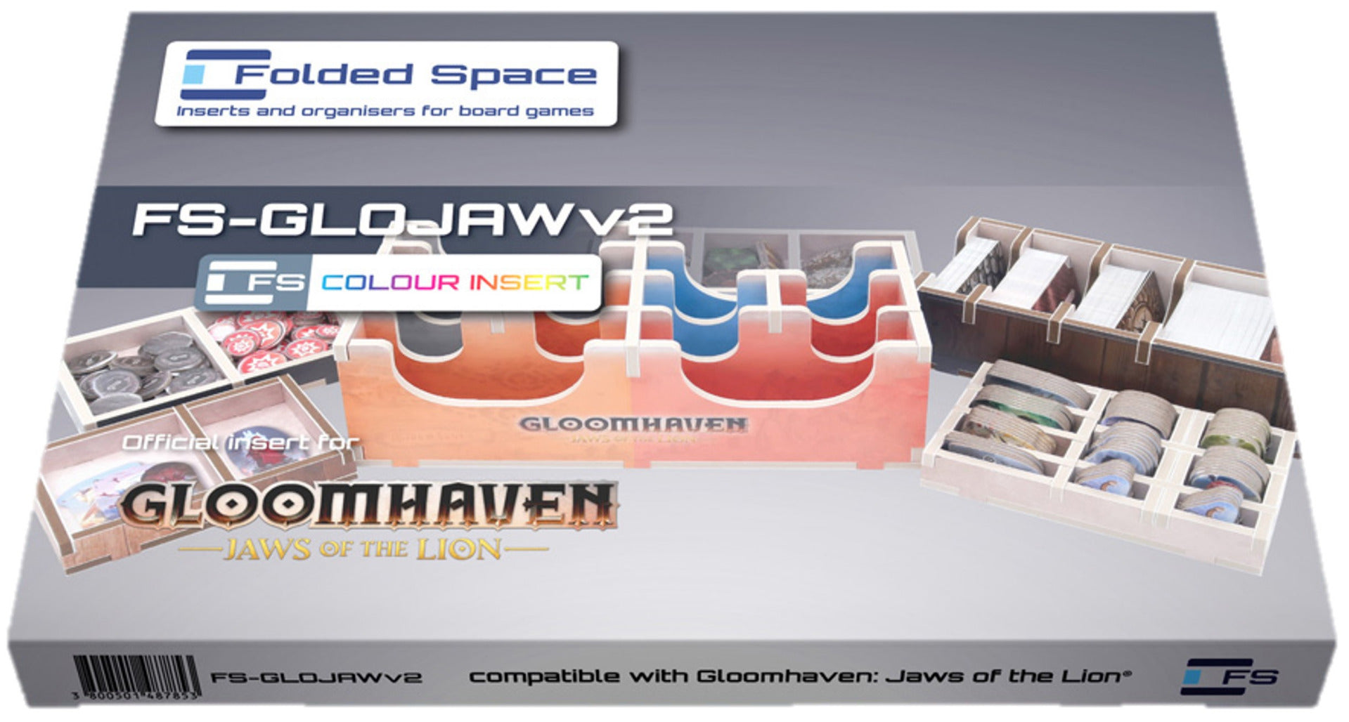 Folded Space Board Game Insert: Gloomhaven Jaws Of The Lion V2 Deluxe