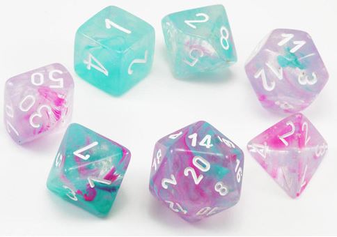 Chessex Nebula 7-Die Set Wisteria/White Luminary (2021)
