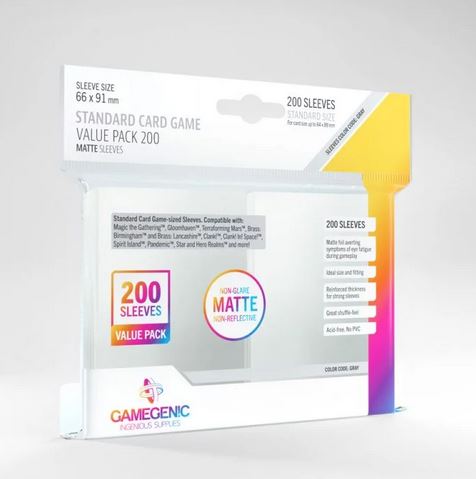 Gamegenic Matte Standard Card Game Sleeves Value Pack (200ct)