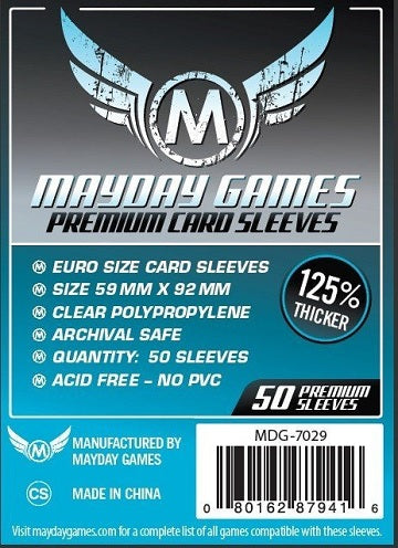 Mayday Premium Card Sleeves Euro Size 59MM X 92MM 50CT for Board Games