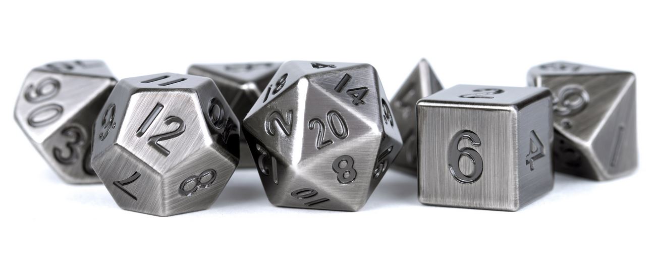 Fanroll Metal 7 Dice Set Antique Silver 16MM