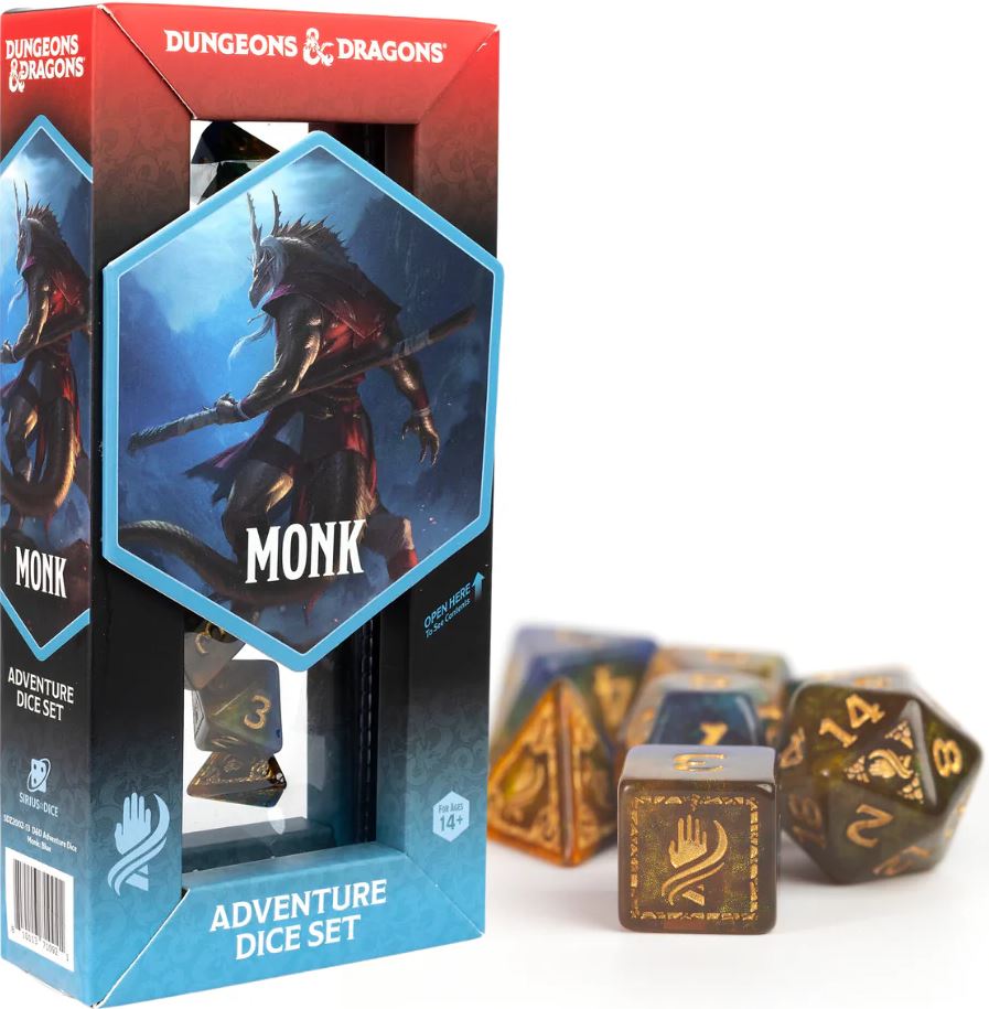 Serius Dice Dungeons & Dragons Adventure Dice Monk Blue/Gold